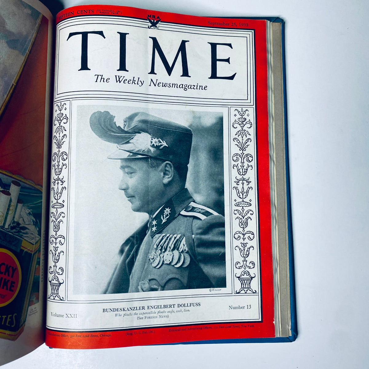 Cover of Time Magazine from September 18, 1933, showcasing Bundeskanzler Engelbert Dollfuss, as part of the Library Bound edition covering July to September 1933.