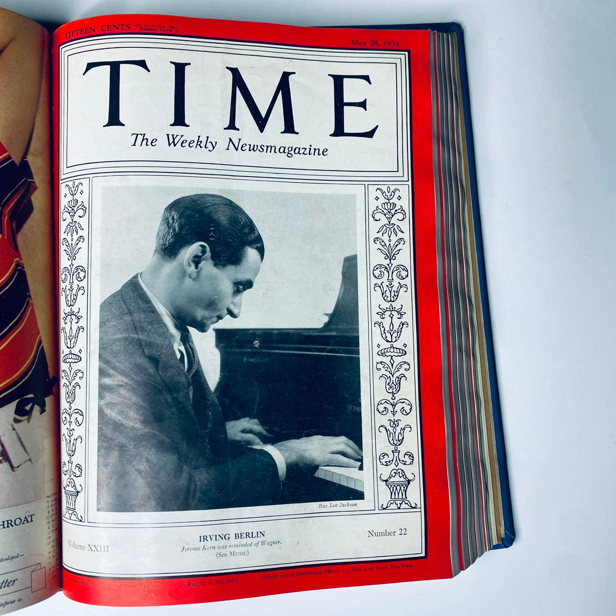 Time Magazine cover featuring Irving Berlin at the piano, May 28, 1934 - Time Magazine Library Bound April 2- June 25, 1934 Col. Edward Riley Bradley