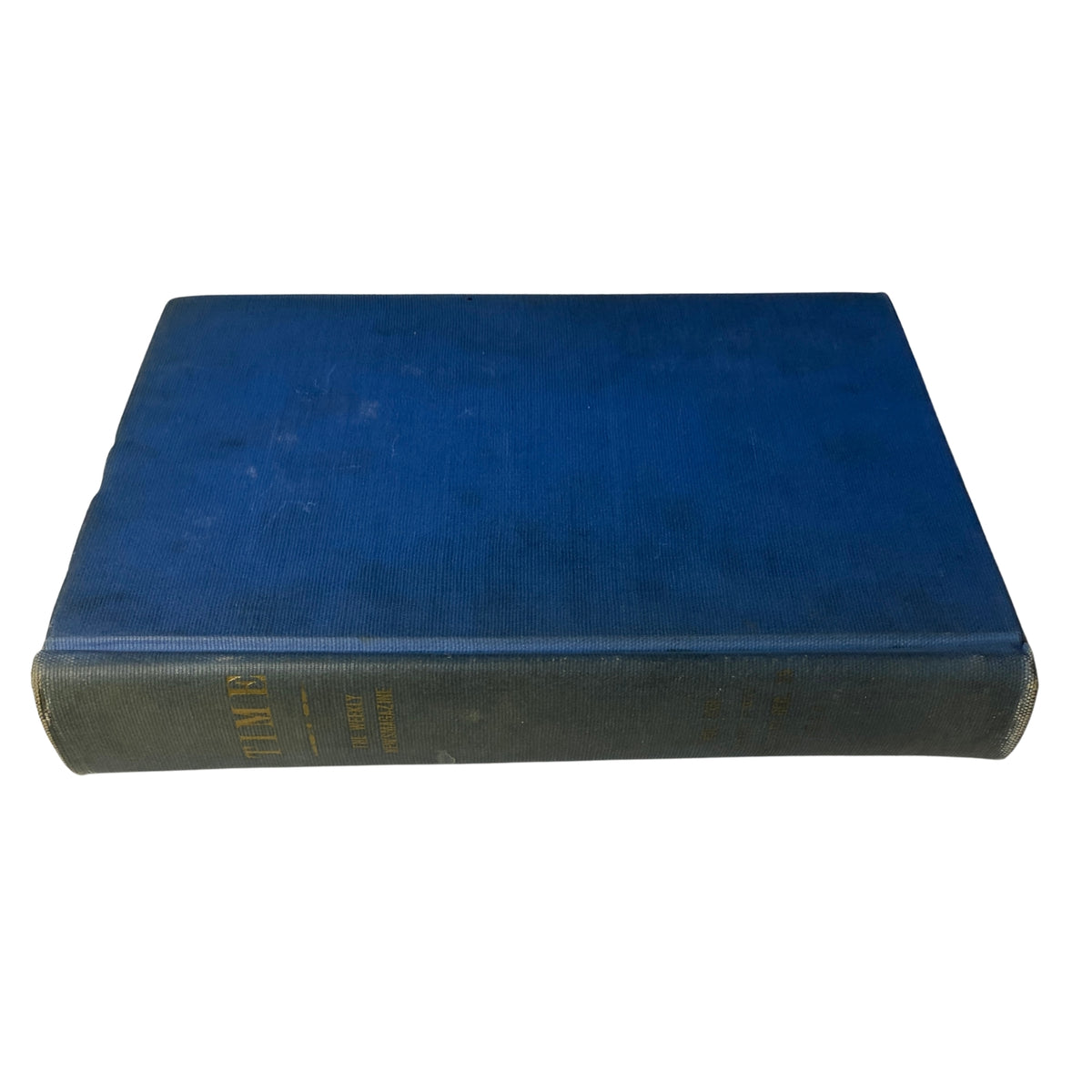 Spine view of the Time Magazine Library Bound volume, blue and gold detailing, encompassing the historical period from October 1933 to December 1933.
