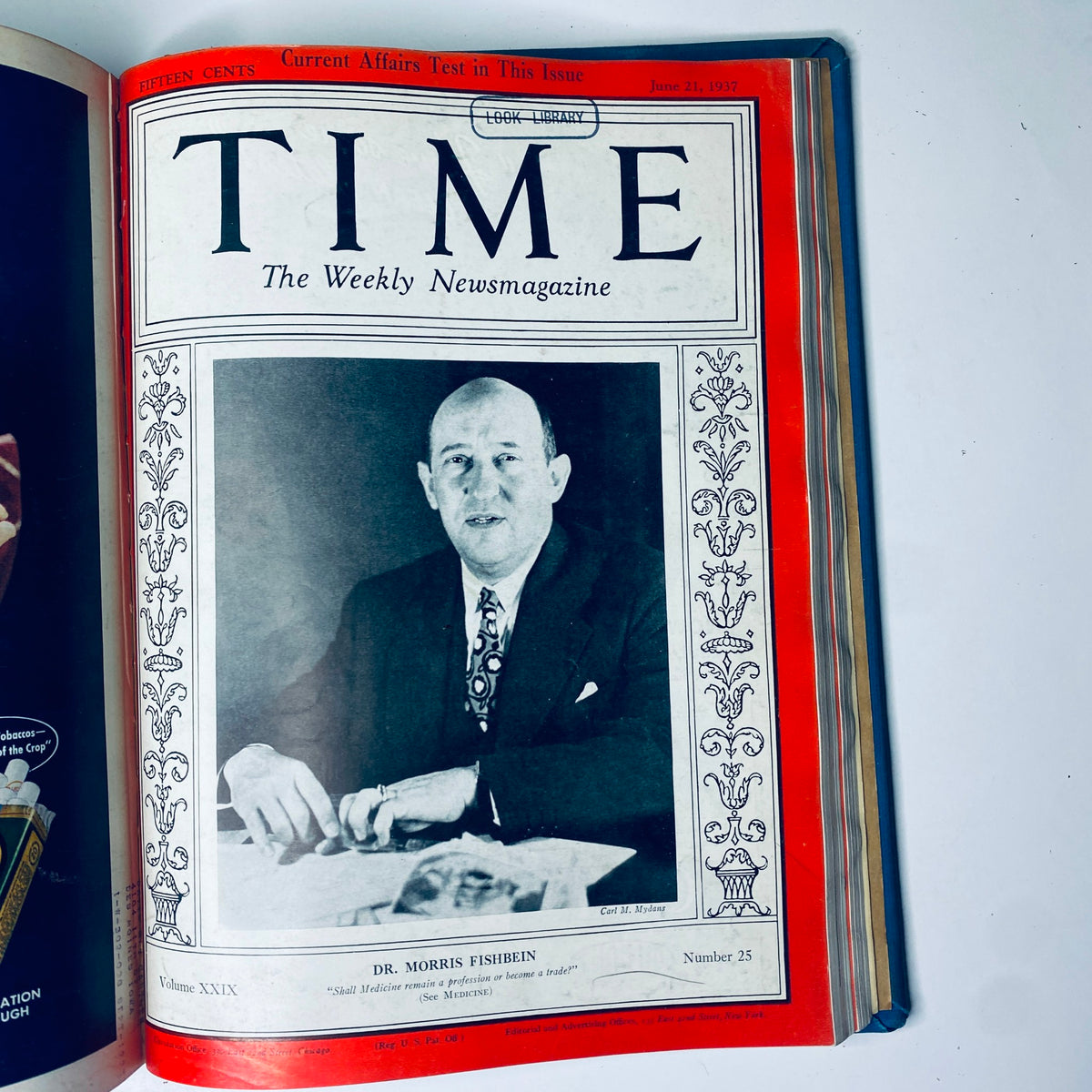 Time Magazine cover from June 21, 1937, showcasing Dr. Morris Fishbein, part of the Time Library Bound collection April 5 to June 28, 1937.