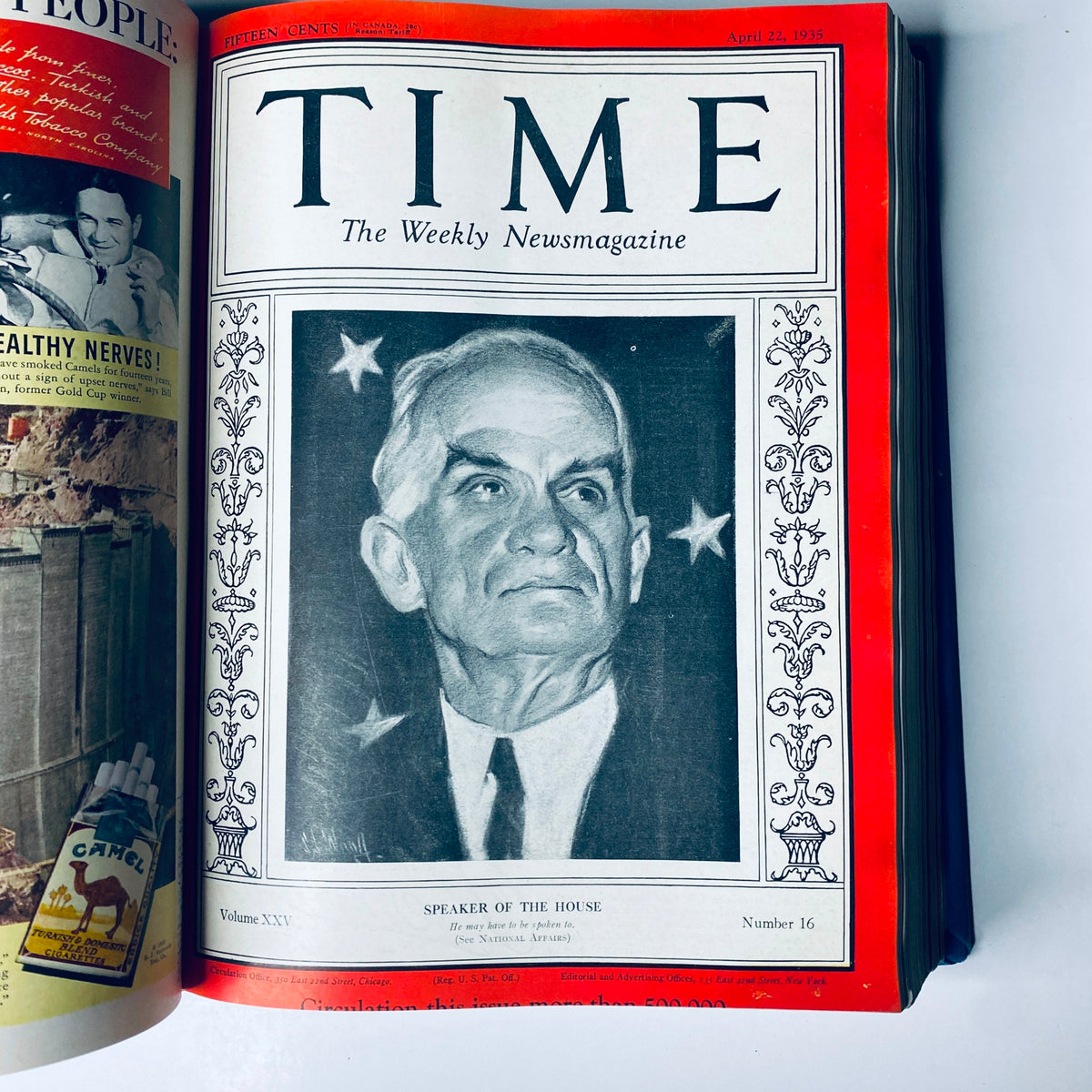Cover of Time Magazine dated April 22, 1935 featuring Speaker of the House, displaying a portrait of the political figure.