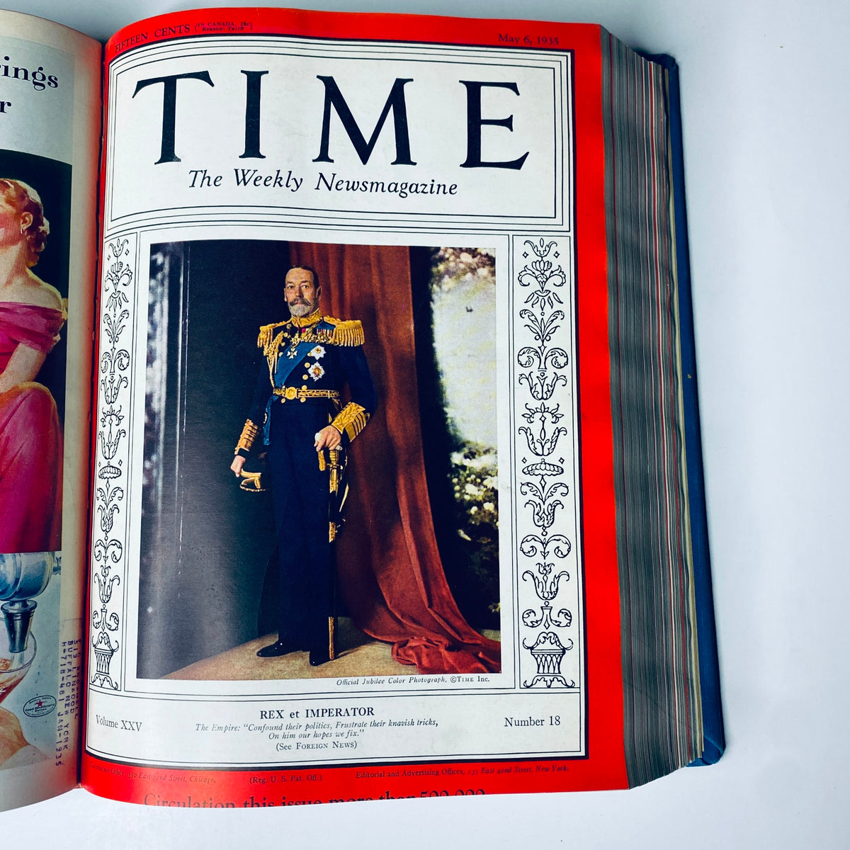 Time Magazine Library Bound April 1 - June 24, 1935 featuring a cover photo of Rex et Imperator, May 6, 1935 issue.
