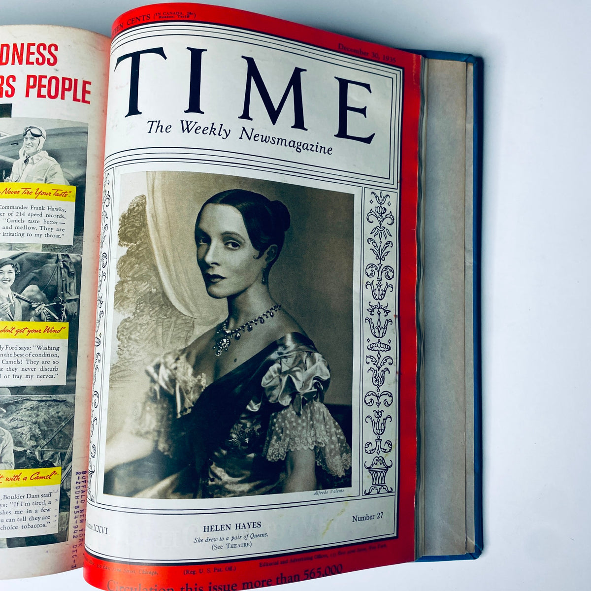 Time Magazine Library Bound October 7- December 30, 1935 displaying the cover with 'Helen Hayes', published on December 30, 1935.