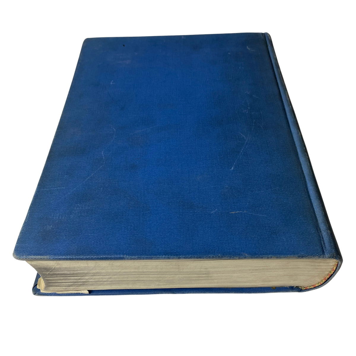 Side view of the Library Bound Volume of Time Magazine covering January 6 to March 30, 1936, highlighting its blue cloth bound cover and structural integrity.