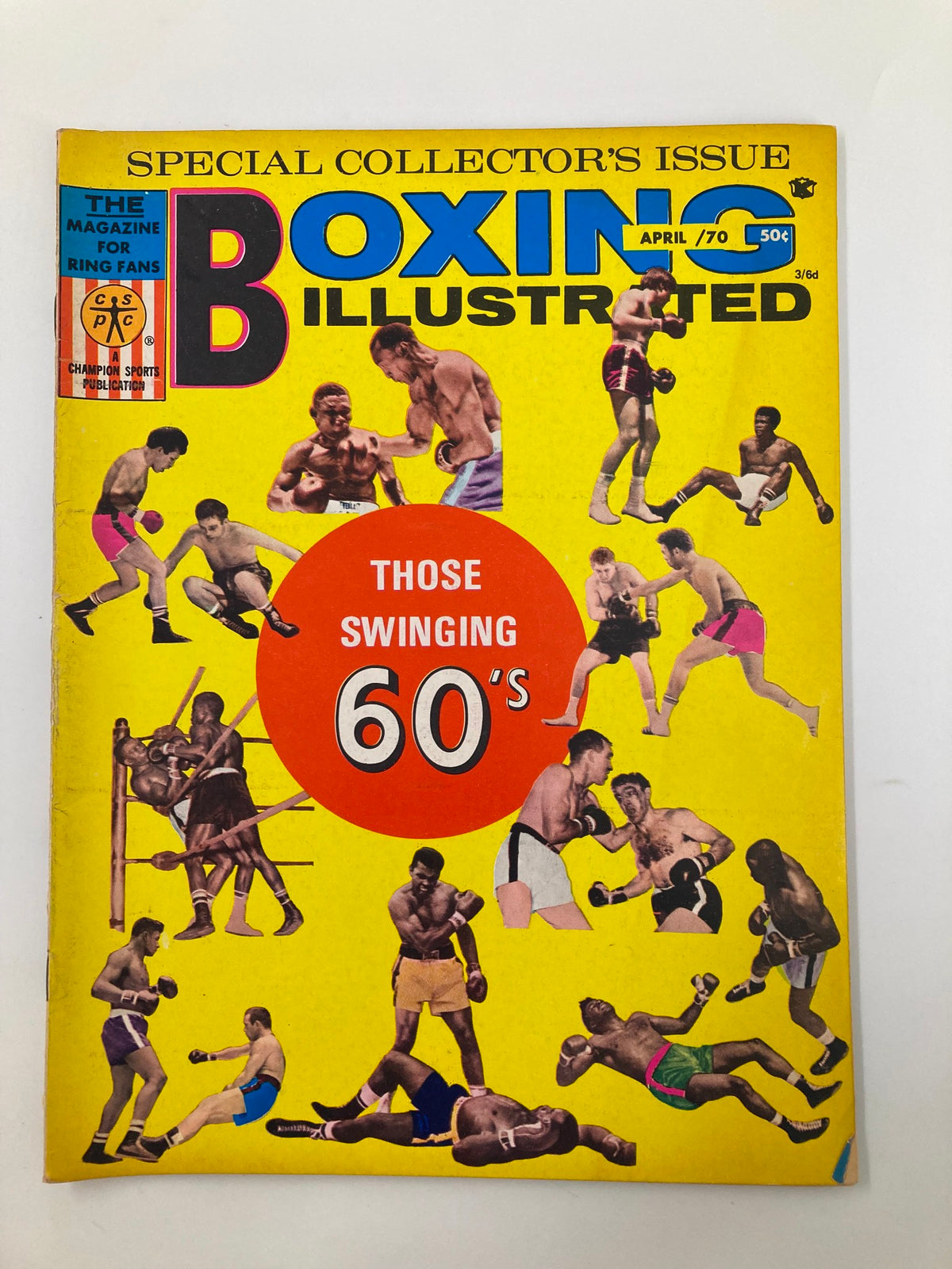 VTG Boxing Illustrated Magazine April 1970 featuring The Tommy Burns Story, showcasing boxing action and athletes of the era, with a colorful cover highlighting the 1960s boxing scene.