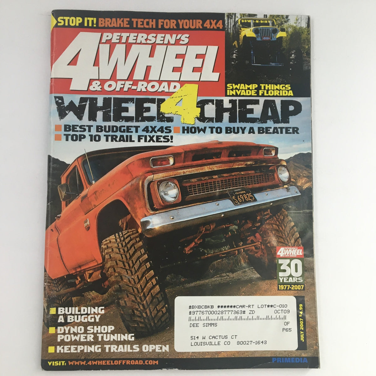 Cover of Petersen's 4 Wheel & Off-Road Magazine July 2007 featuring best budget options for 4x4 vehicles.