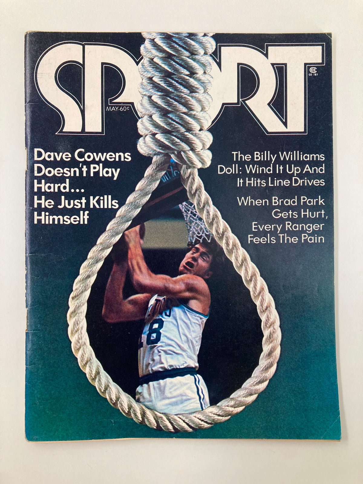 VTG Sport Magazine May 1973 cover featuring Dave Cowens with the caption 'Dave Cowens Doesn't Play Hard... He Just Kills Himself'