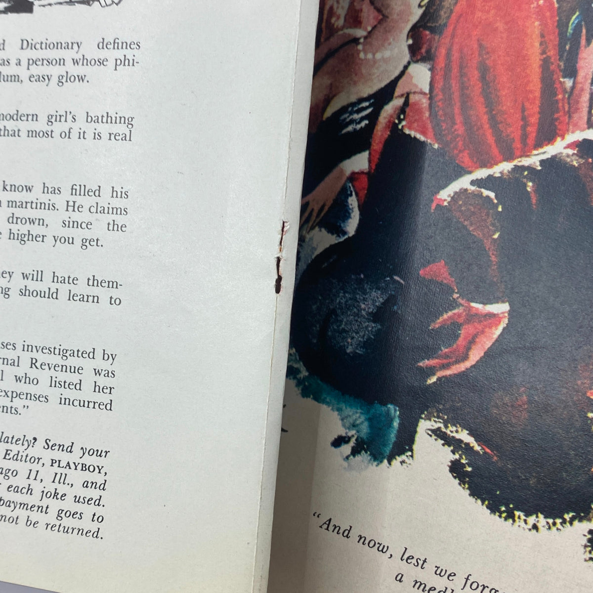 Inside page of VTG Playboy Magazine December 1960 displaying an artistic illustration, highlighting vintage content and nostalgic charm.