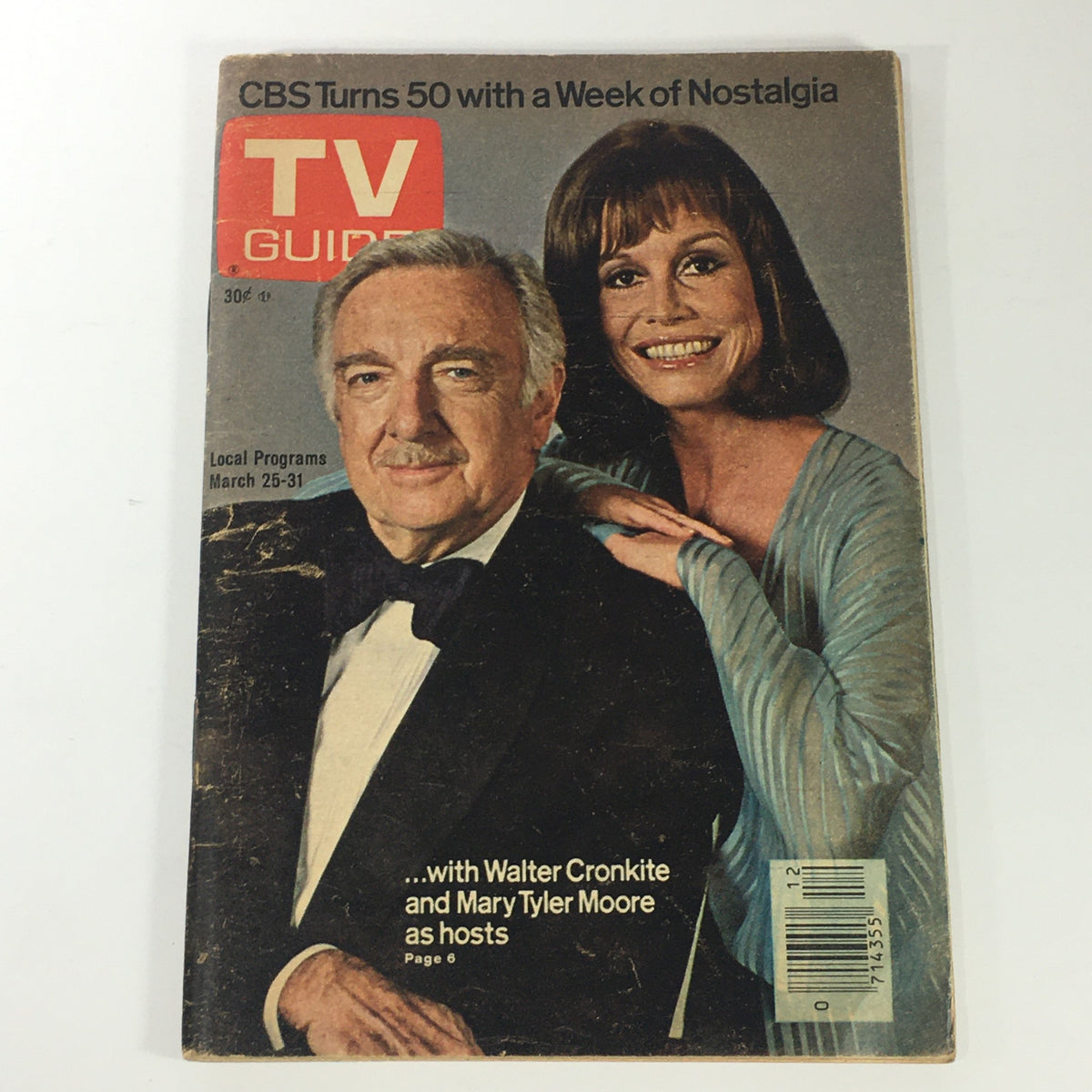 VTG TV Guide magazine from March 25-31, 1978 featuring Walter Cronkite and Mary Tyler Moore on the cover, showcasing a piece of television history.