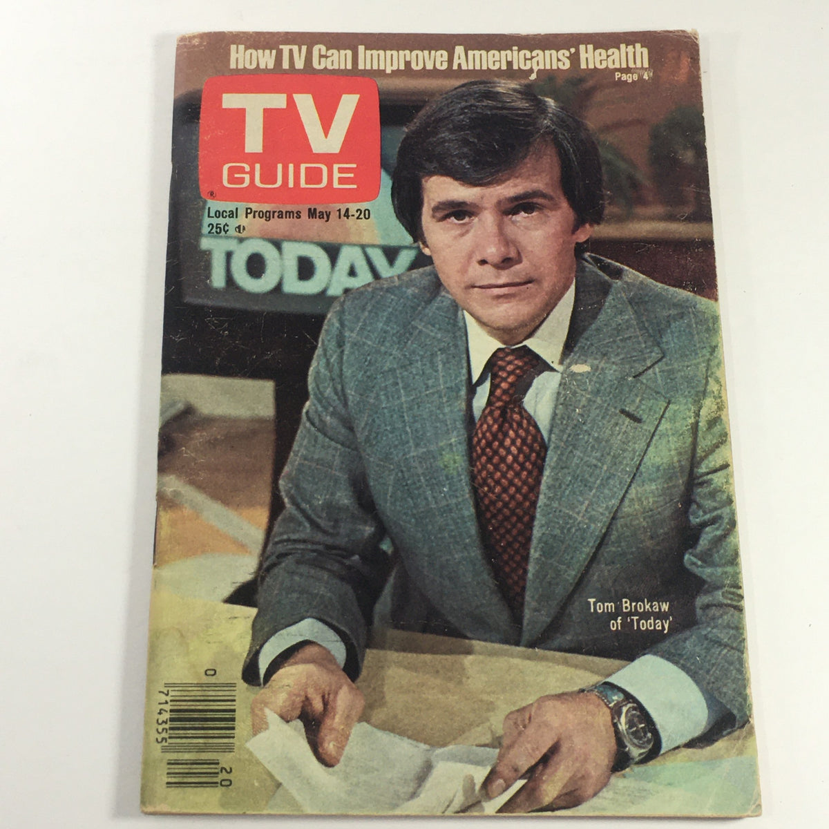 VTG TV Guide Magazine May 14-20 1977 featuring Tom Brokaw, showcasing retro television aesthetics and local programming details.