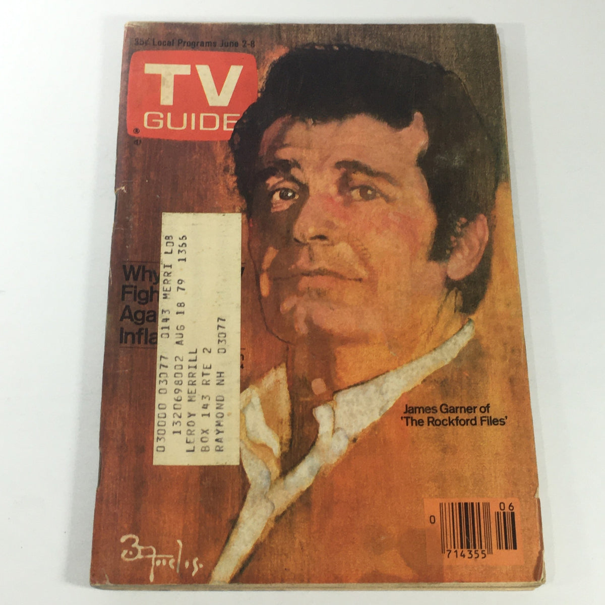 VTG TV Guide Magazines June 2-8 1979 Vol 27 #22 featuring an illustrated cover of James Garner, famous for 'The Rockford Files', showcasing the cultural landscape of 1979 television.