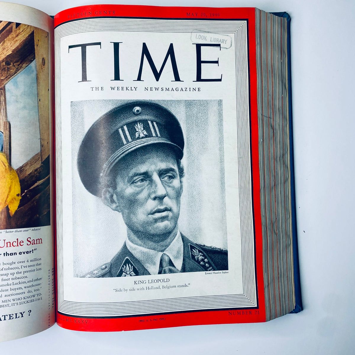 Time Magazine Library Bound Weekly April 1 to June 24, 1940 displaying King Leopold III of Belgium, shedding light on the monarchy's role amid wartime alliances.