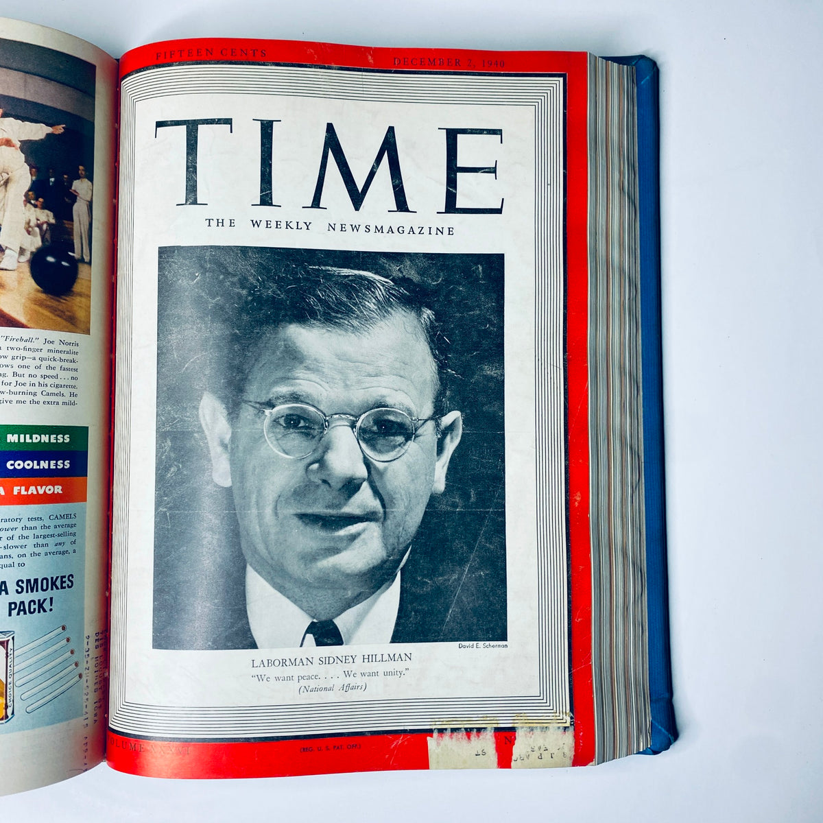 Cover of Time Magazine Library Bound Weekly, highlighting labor leader Sidney Hillman, published on December 2, 1940.