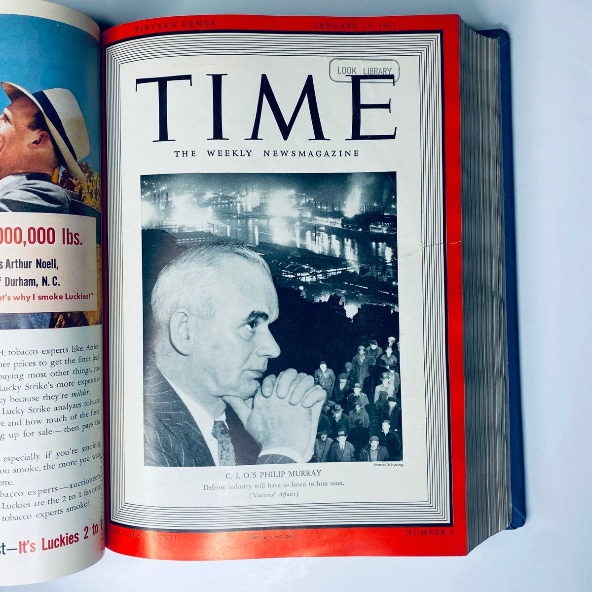 Cover of Time Magazine from January 27, 1941, showcasing 'Philip Murray of the CIO,' part of Library Bound collection.