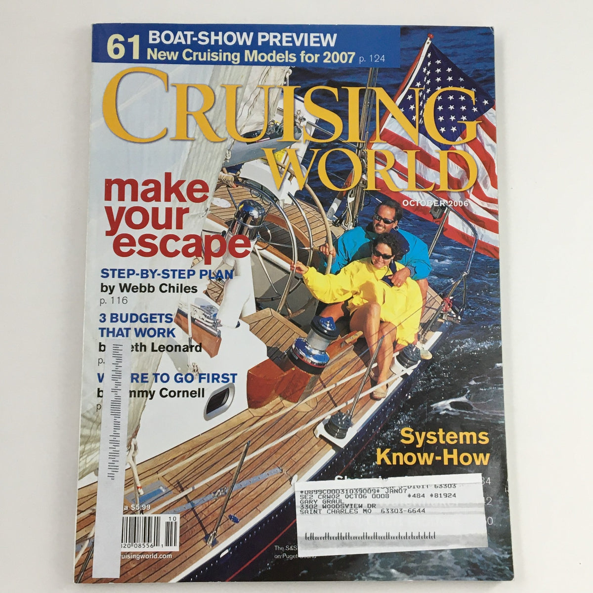 Cruising World Magazine October 2006 cover featuring a couple sailing, highlighting the Boat-Show Preview of new cruising models for 2007.