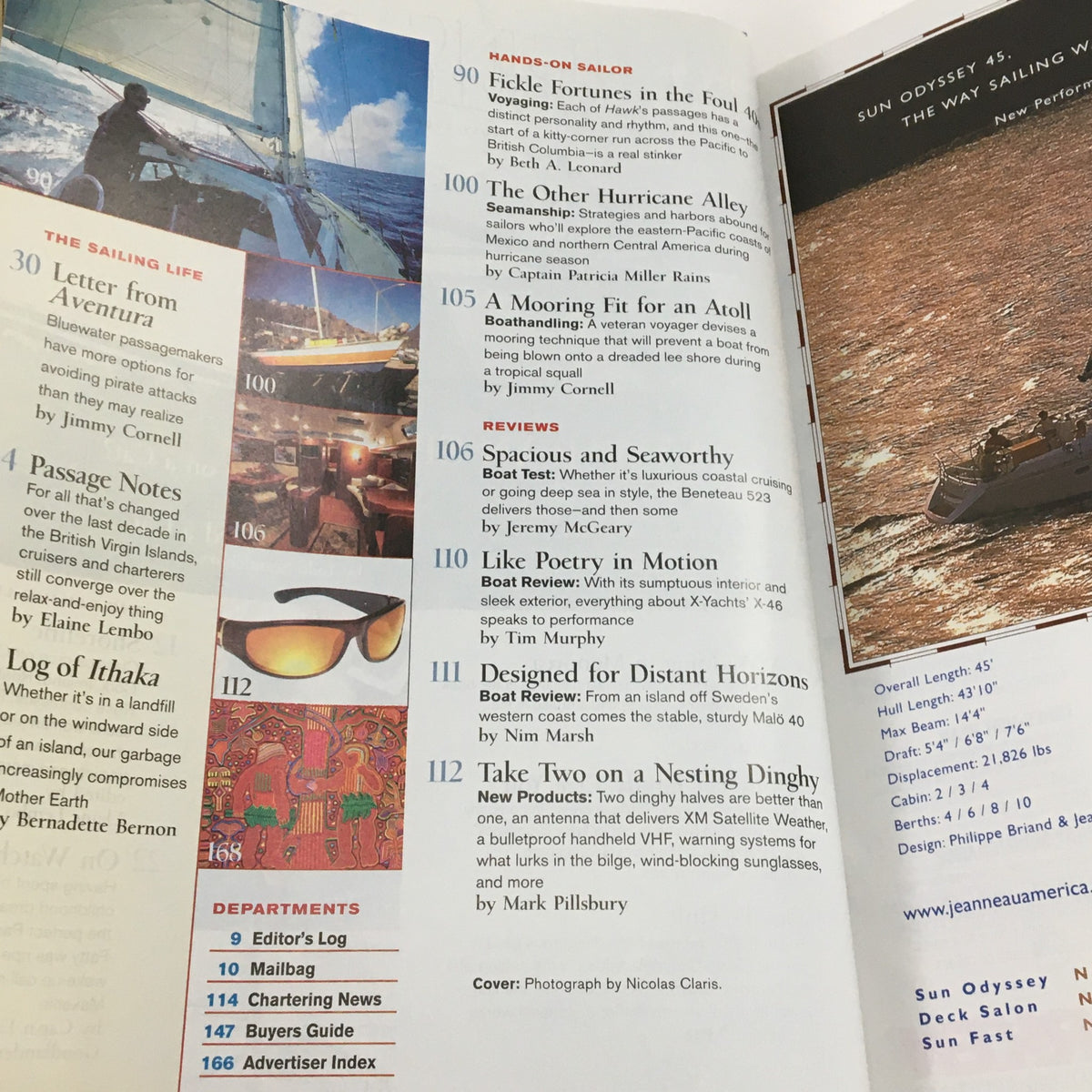 Another inside page of Cruising World Magazine July 2006 with a variety of articles including 'Fickle Fortunes in the Fool' and 'Take Two on a Nesting Dinghy', highlighting sailing topics.