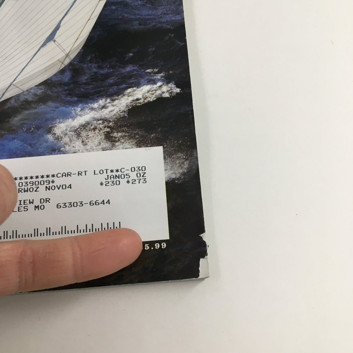 Detail of the Cruising World Magazine November 2004 showing the address label on the cover with the Globe Girdler and Adjutor.