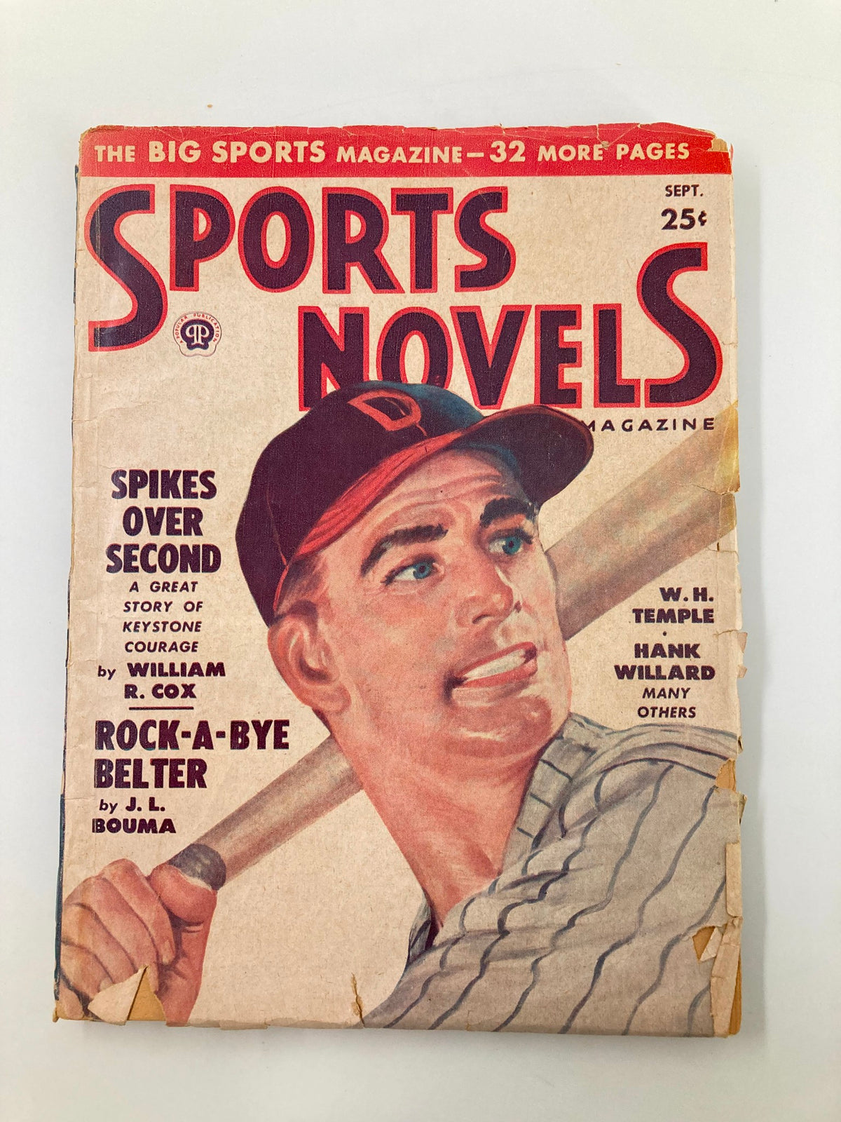 Cover of the VTG Sports Novel Magazine from September 1949, Volume 18, Issue #2, featuring Hank Willard and highlighted title 'Sports Novels'. The cover showcases a vintage illustration of a baseball player.