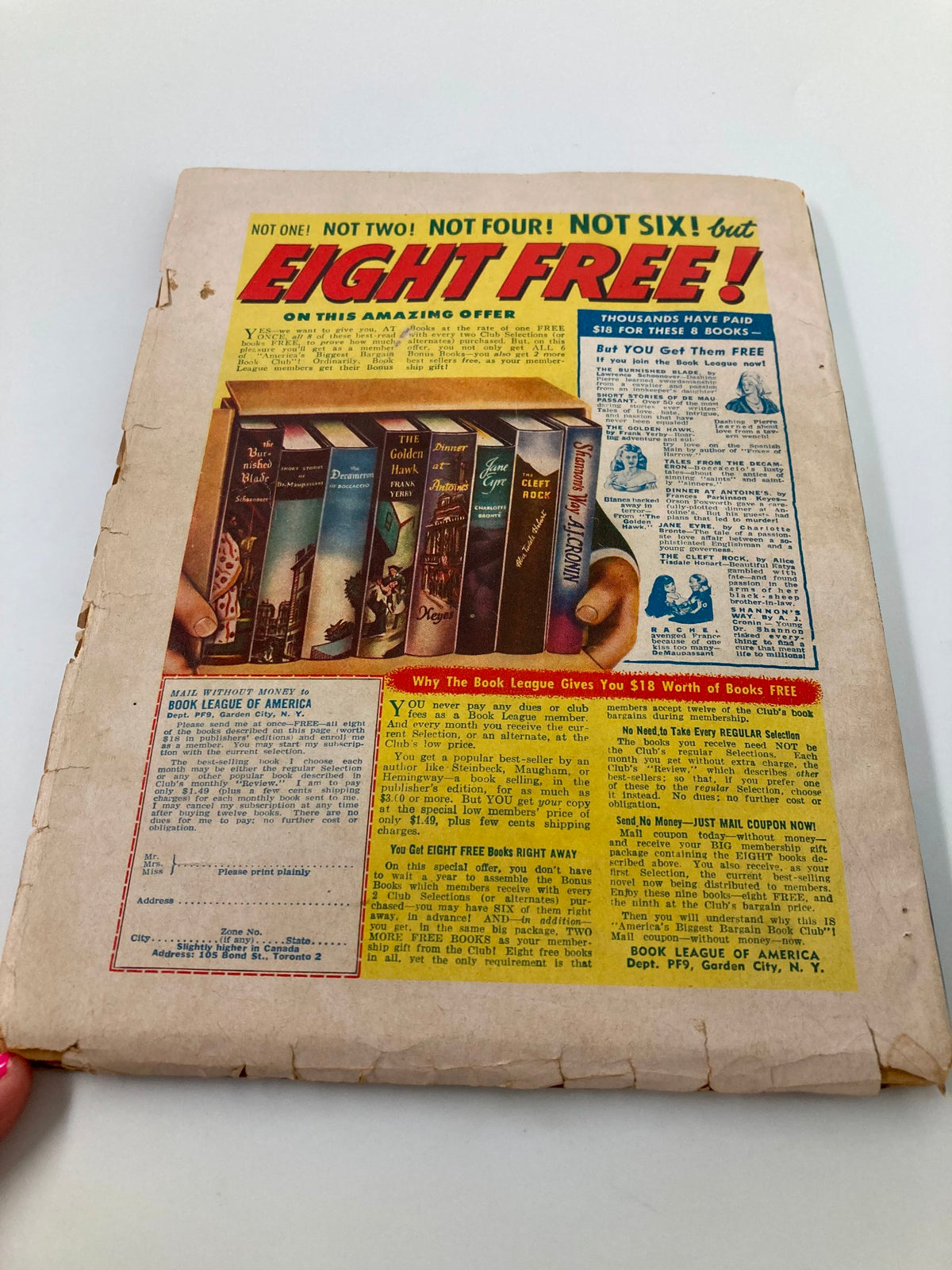 Back cover of VTG Sports Novel Magazine September 1949 Vol 18 #2 displaying vintage advertisements and promotions. Highlights the magazine's nostalgic appeal.