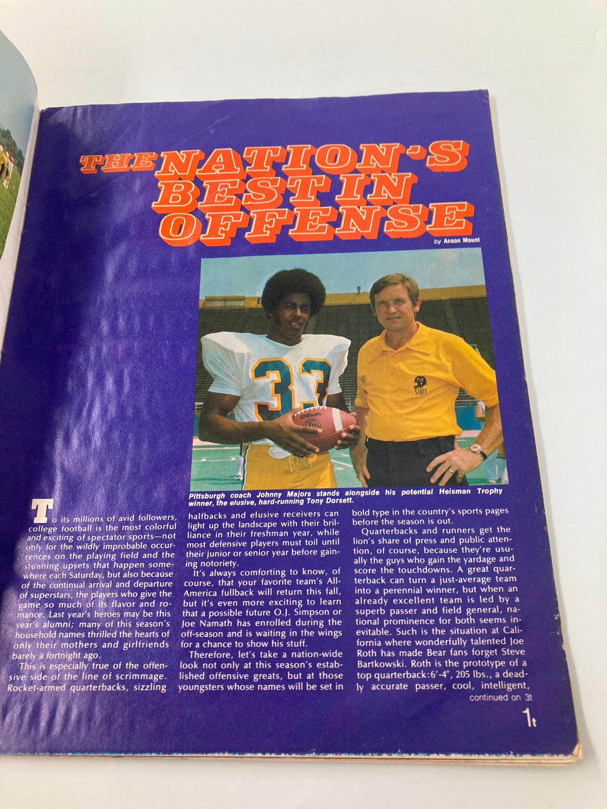 September 18 1976 Football Virginia Tech vs Southern Mississippi Official Program featuring players and a coach, highlighting the nation's best offense with action shots.