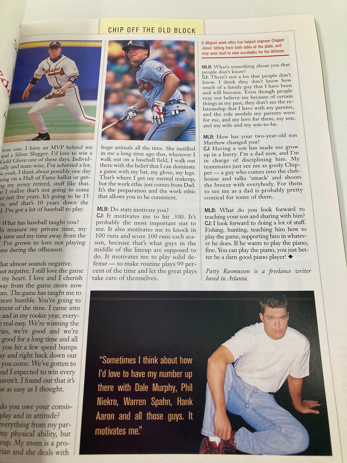 2000 Major League Basketball All Star Game Official Program page discussing various baseball legends including Hank Aaron and their impact on the sport.
