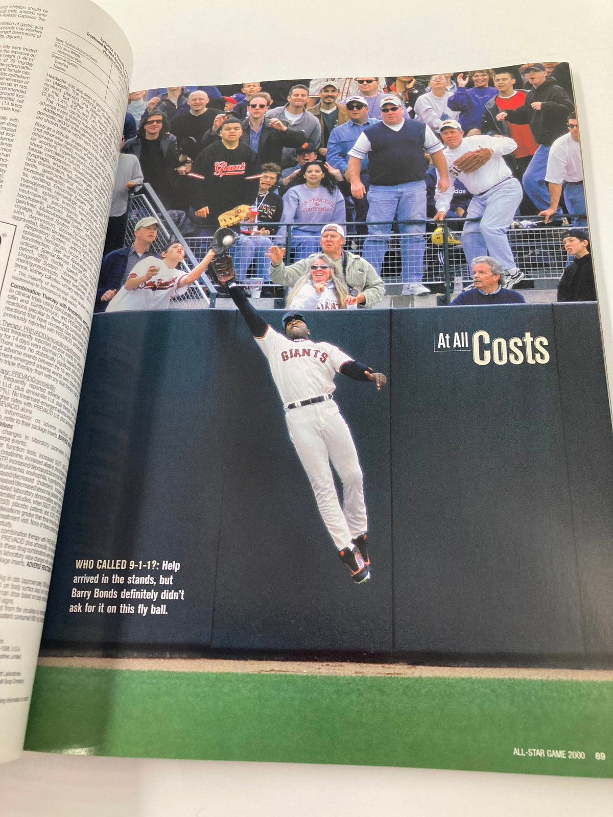 2000 Major League Basketball All Star Game Official Program featuring a player making an impressive catch during a game.