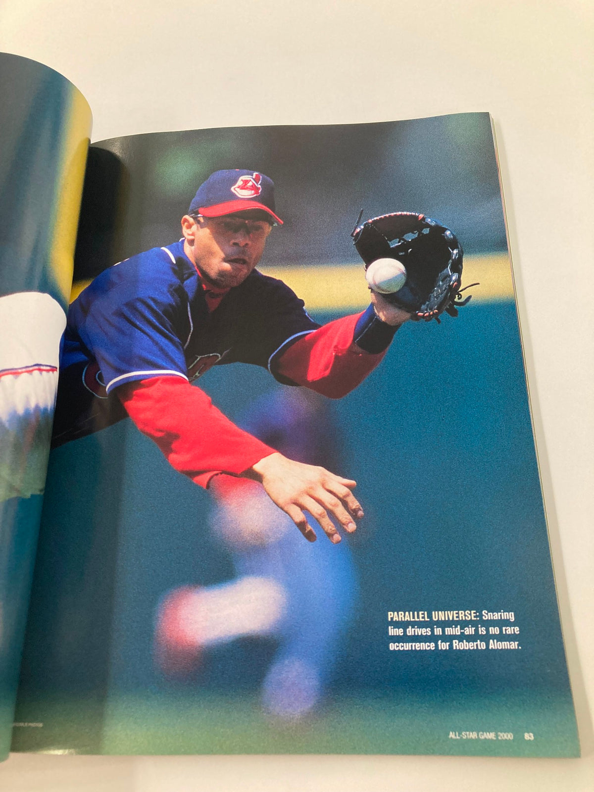 2000 Major League Basketball All Star Game Official Program capturing a player preparing to catch a line drive.