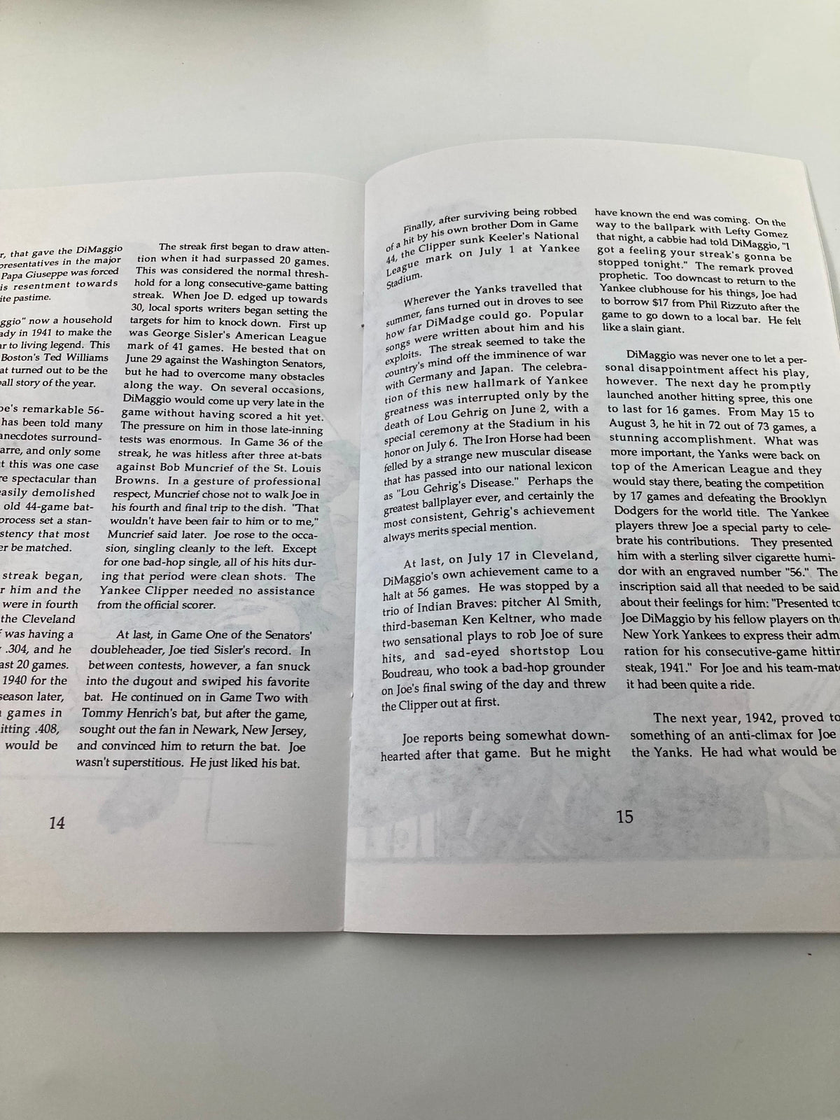 Interior pages from Celebrity Comics Presents Joe DiMaggio Issue 1 June 1992 VG, showcasing historical content about Joe DiMaggio's baseball career and achievements.