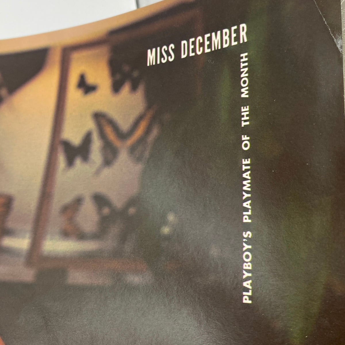 Inside page of VTG Playboy Magazine December 1974 showing the title 'Miss December' and the designation of Playboy's Playmate of the Month.