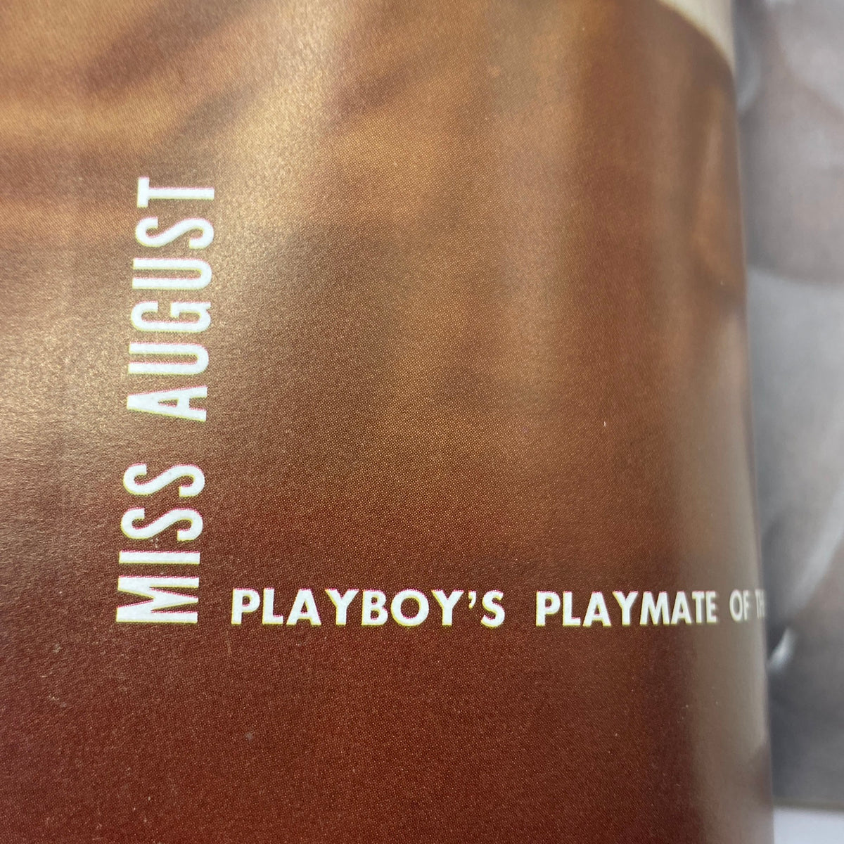 Inside page of Playboy Magazine August 1966 labeled 'Miss August,' indicating the centerfold's feature, enhancing its collectible value.