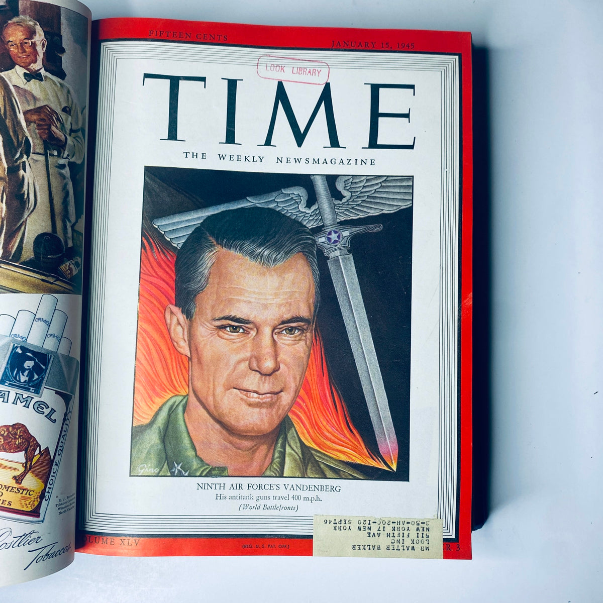 Cover of Time Magazine from January 15, 1945, showcasing Lieutenant General Hoyt S. Vandenberg of the Ninth Air Force.