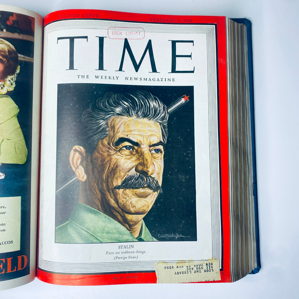 Cover of Time Magazine from February 5, 1945, featuring Joseph Stalin, highlighting significant wartime events and leadership. Time Magazine Library Bound January 1, 1945 - March 26, 1945 Arabia's Ibn Saud.
