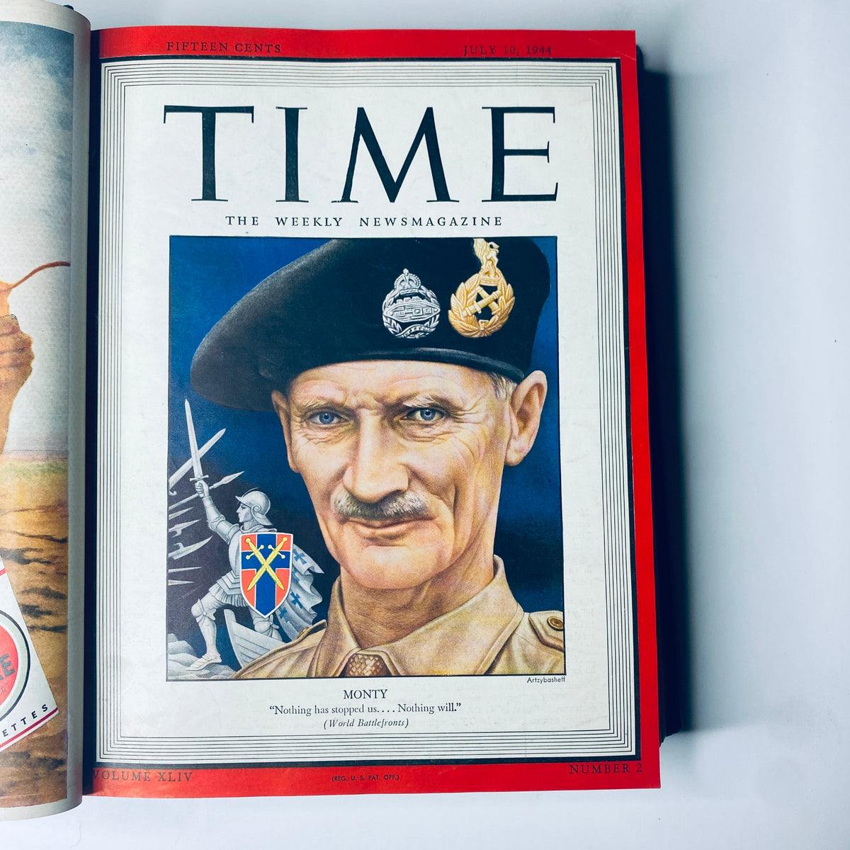 Cover page of the July 10, 1944 issue of Time Magazine from the Library Bound Weekly, featuring Field Marshal Bernard Montgomery.