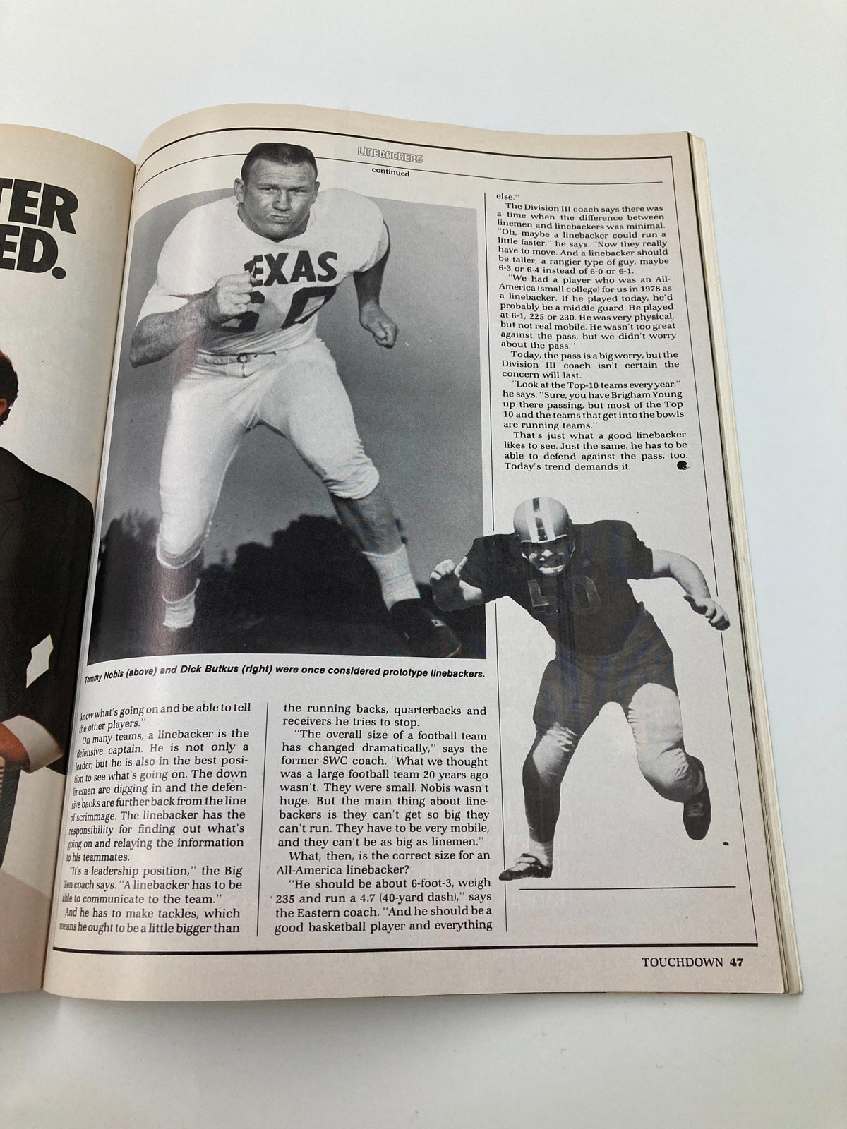 September 21 1985 College Football Maryland vs West Virginia Official Program page highlighting historical football players including Sonny Wahoo and Dick Butkus.