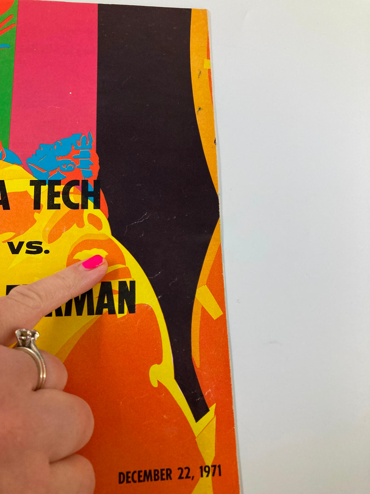 Cover of the December 22 1971 Georgia Tech vs Furman Basketball Official Program, featuring vibrant colors and graphics.