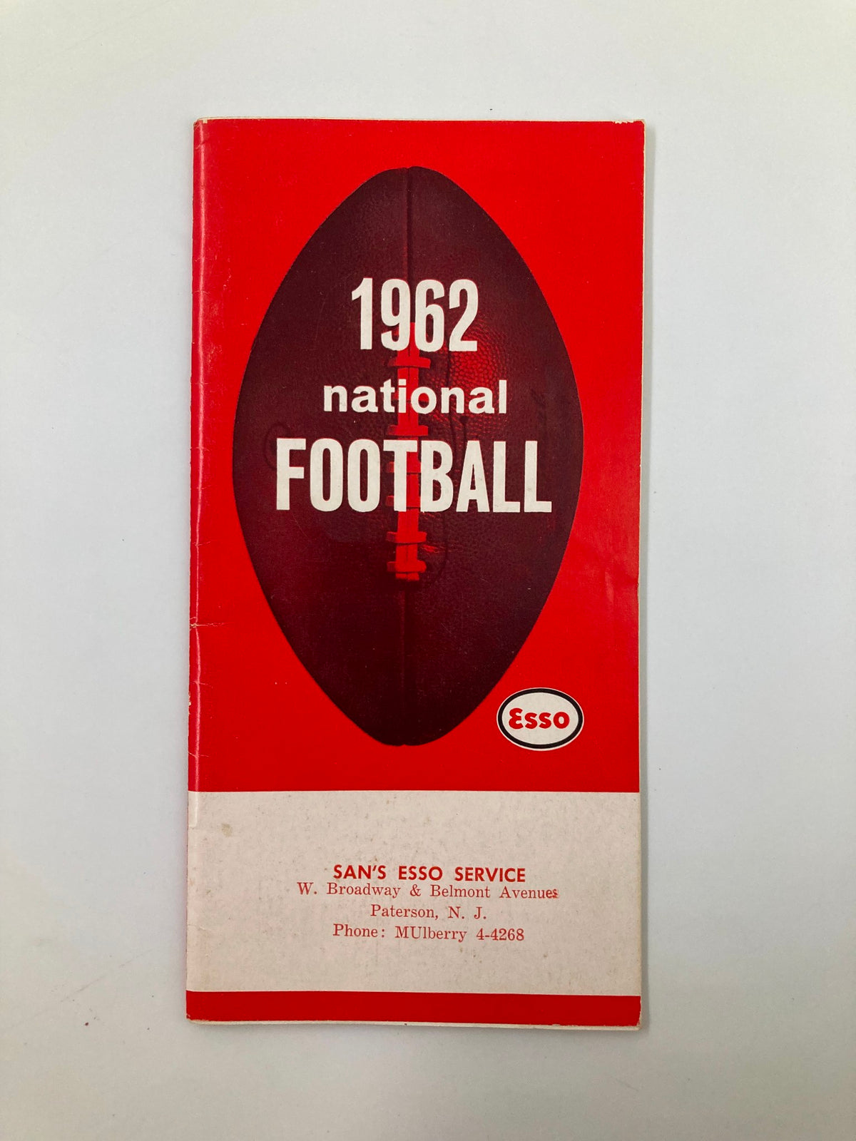 VTG 1962 National Football College Preview Program cover featuring a large red football graphic and Esso logo.