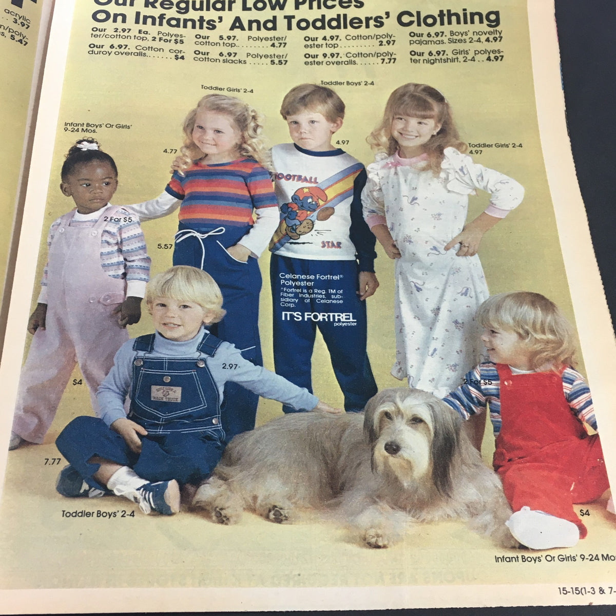 VTG Retro 1983 K-Mart Book of Bargains Sale Circular Advertising highlighting infants' and toddlers' clothing, featuring playful designs and pricing.