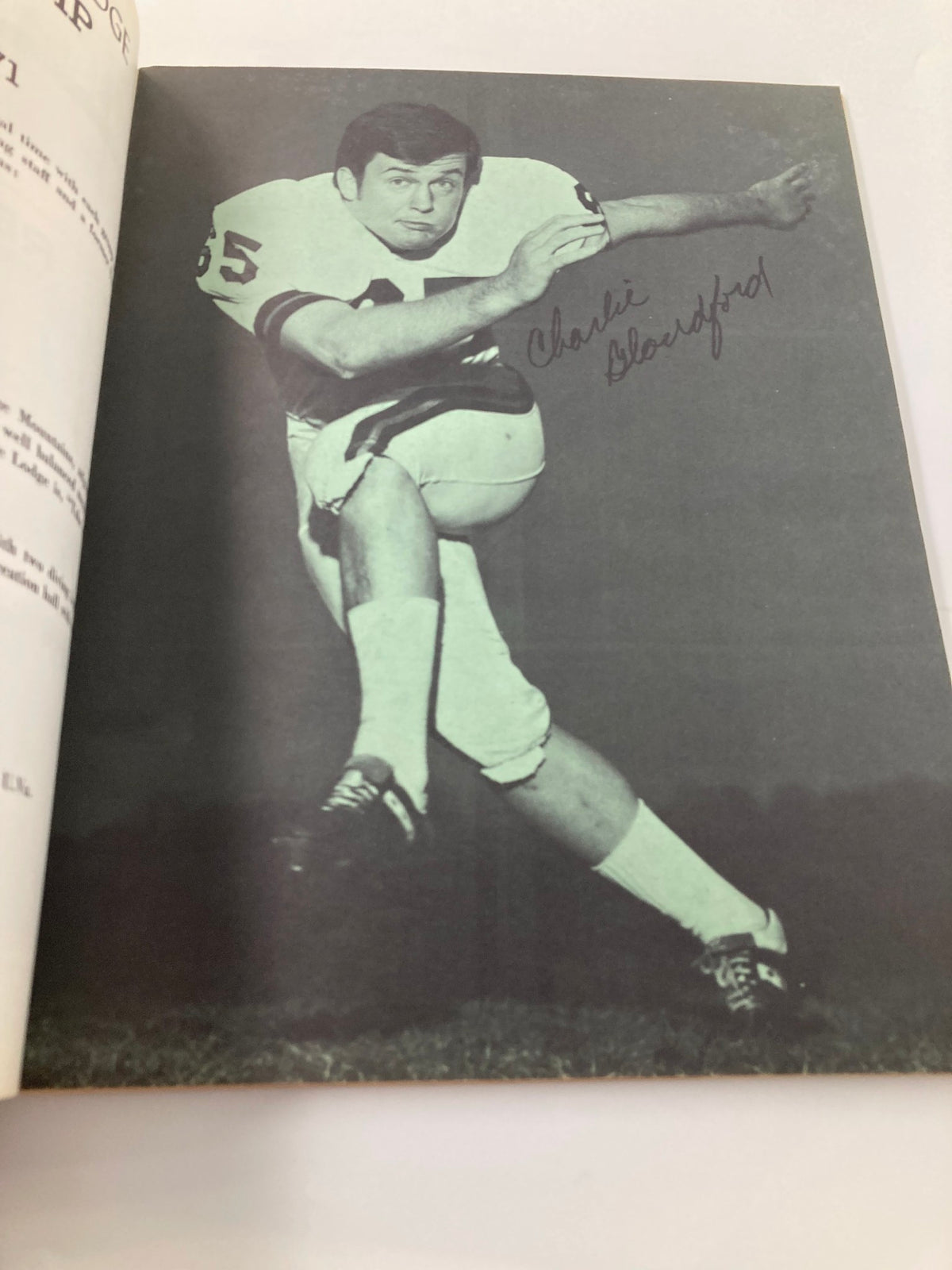 October 24 1970 The College Game Virginia William & Mary Scott Stadium Program showcasing player Charlie Blanford in action, signed photo with football uniform.