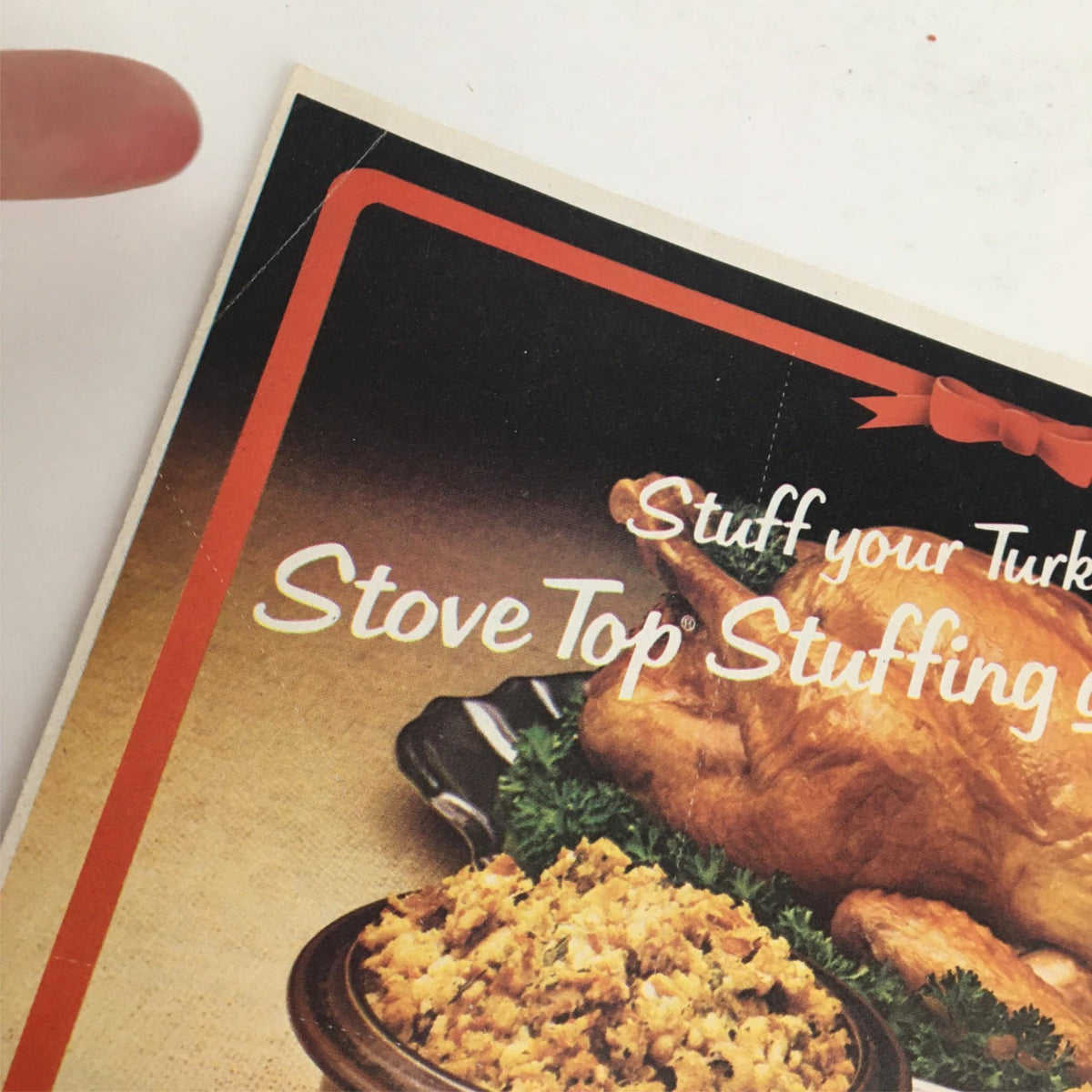 1980 General Foods Stove Top Stuffing Mix Circular Coupon Advertisement featuring a cooked turkey and Stove Top stuffing, showcasing vintage food marketing.