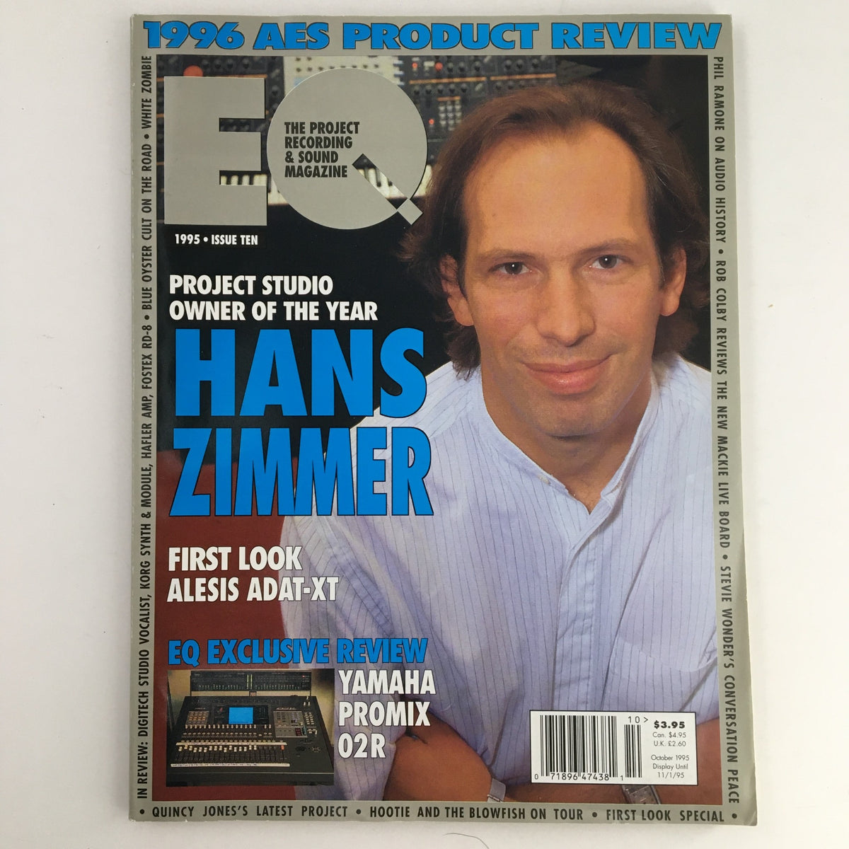 Cover of EQ Recording & Sound Magazine Vol 6 #10 October 1995 featuring Hans Zimmer, highlighting his achievements in music production.