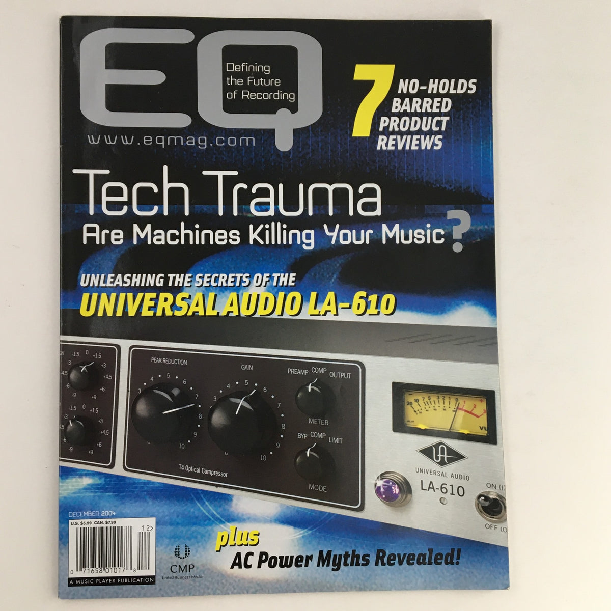 EQ Recording Magazine December 2004 cover featuring the title 'Tech Trauma' and an exploration of the Universal Audio LA-610.