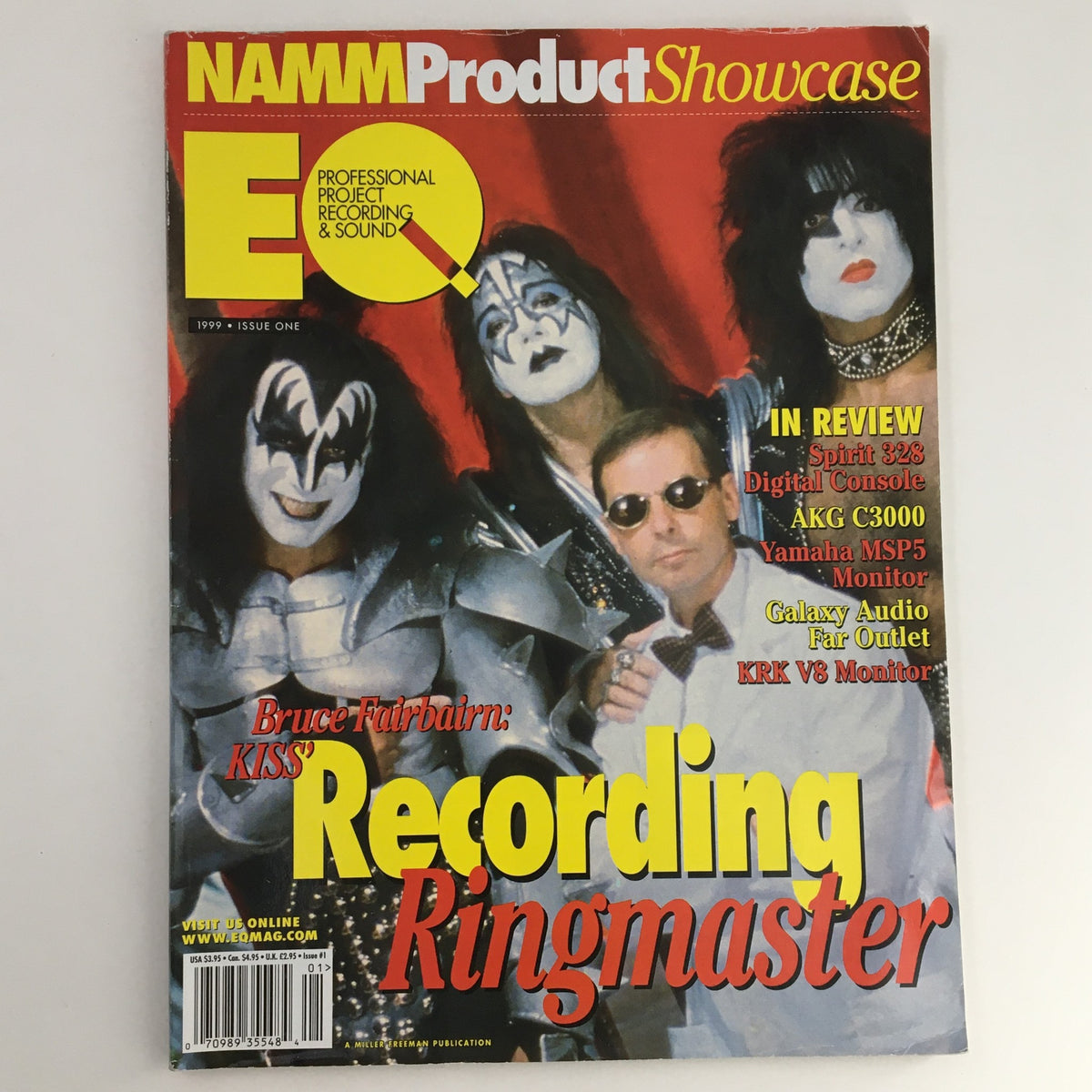 Cover of EQ Recording & Sound Magazine Vol 10 #1 January 1999 featuring Bruce Fairburn and KISS, highlighting the latest in music production technology.