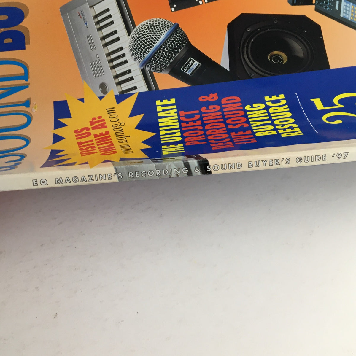 Side view of EQ's Project Recording & Sound Buyer's Guide Catalog January 1997, displaying the bold title and details about recording equipment.