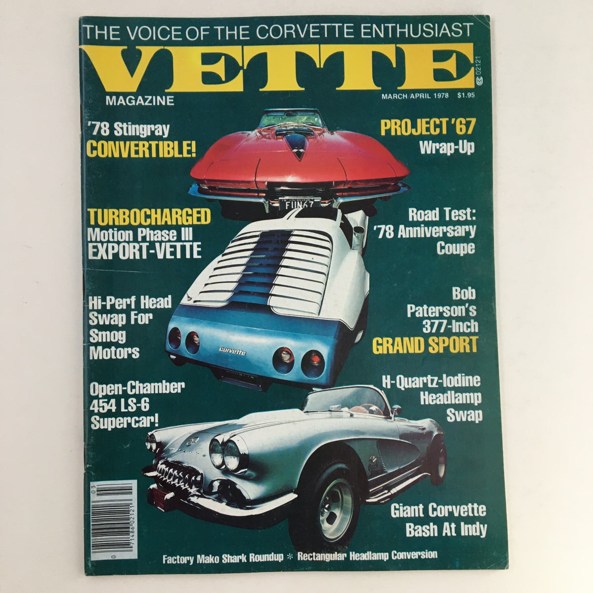 Vette Magazine March 1978 showcasing the Turbocharged Motion Phase III Export-Vette on the cover, featuring classic Corvette imagery, vibrant colors, and articles on performance upgrades and automotive trends from the late 70s.