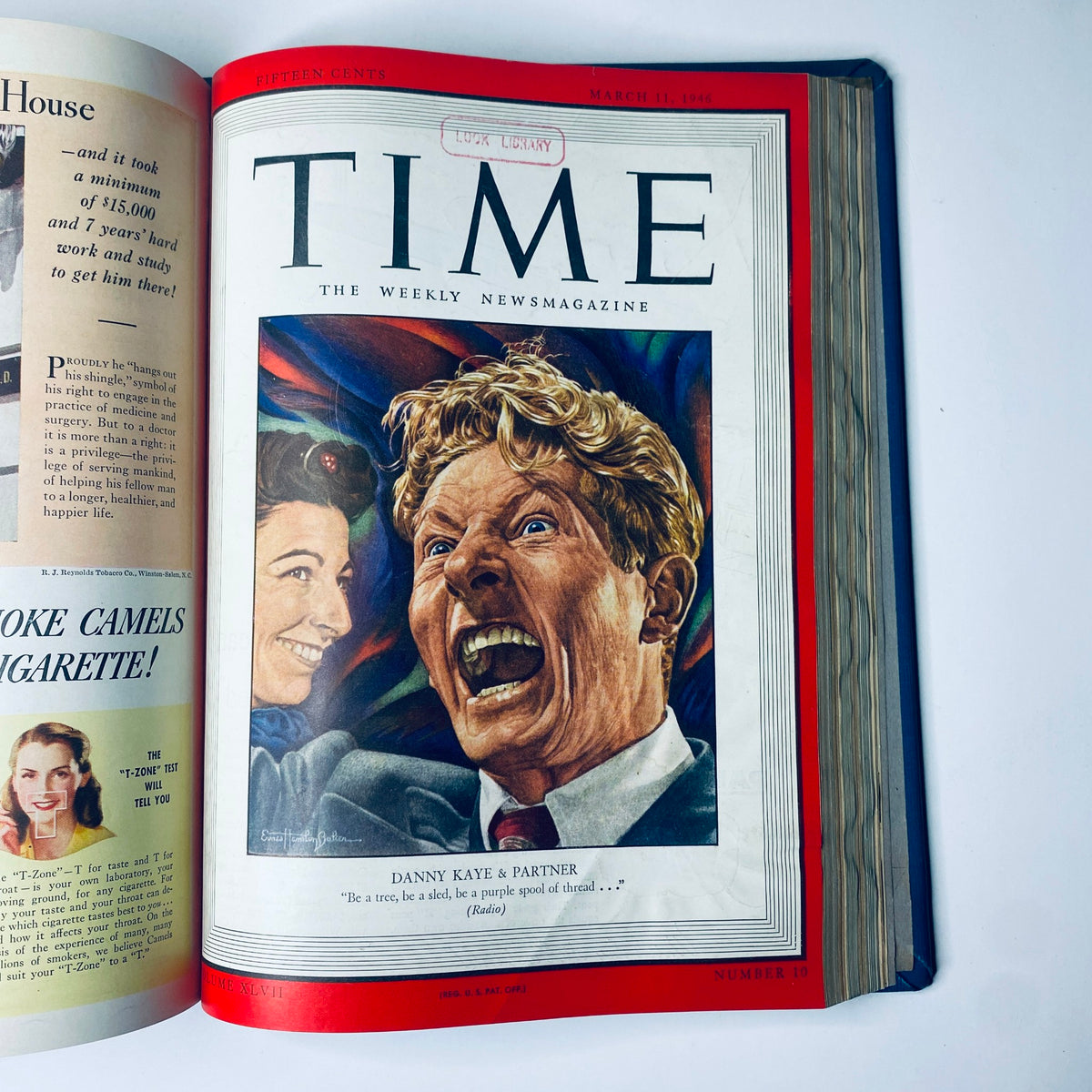 Cover of Time Magazine Library Bound Weekly, March 11, 1946, featuring Danny Kaye & Partner, capturing the entertainment landscape shortly after the war.