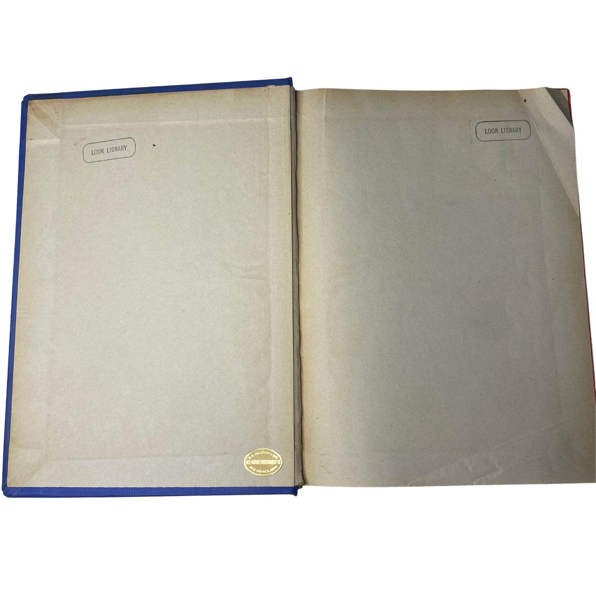 Inside view of Time Magazine Library Bound Weekly January 5, 1948 - March 29, 1948, showing the blank lined pages and library label.