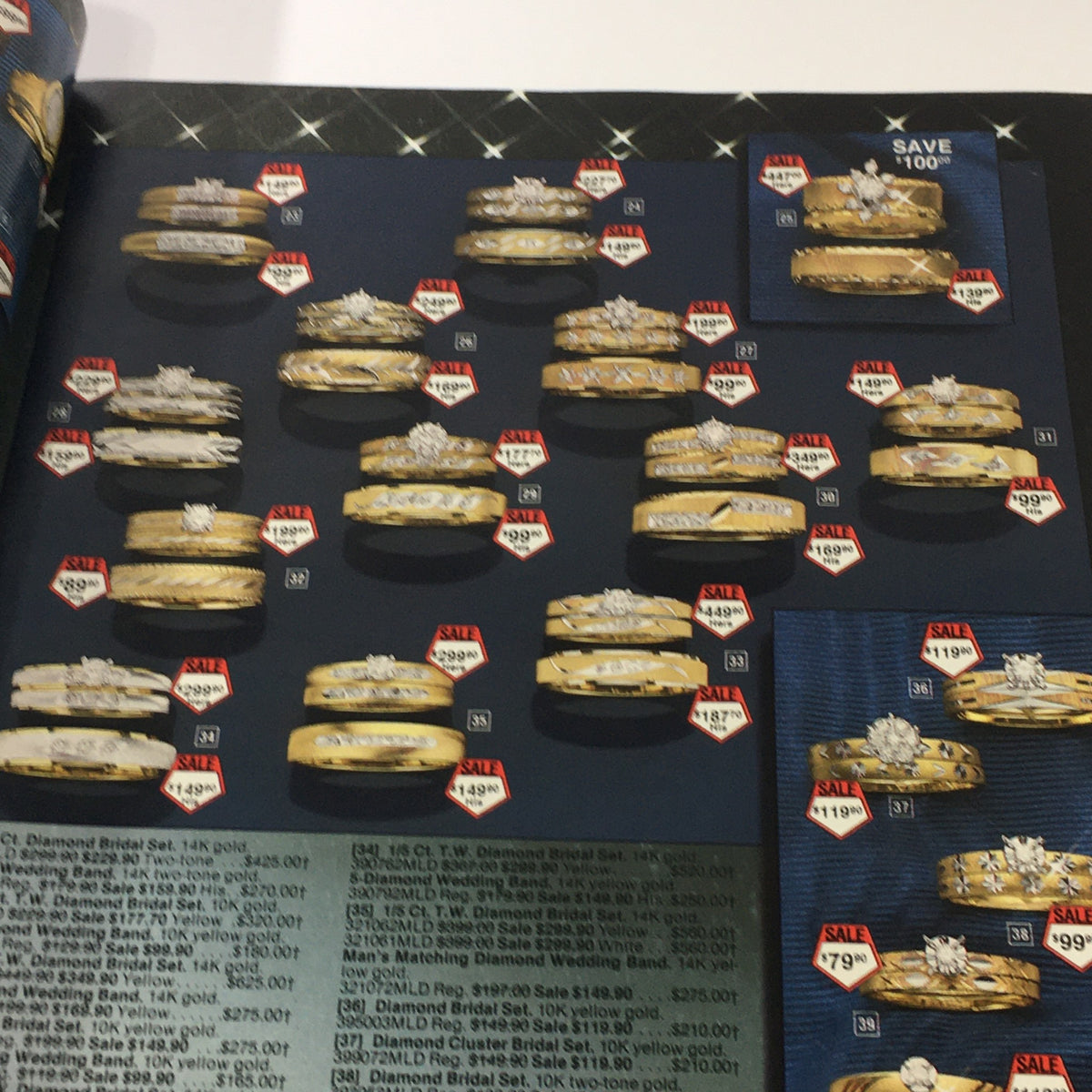 VTG Service Merchandise Showroom 1983 Christmas Sale Price Guide Catalog featuring a collection of diamond wedding rings, showcasing various styles and sale prices.