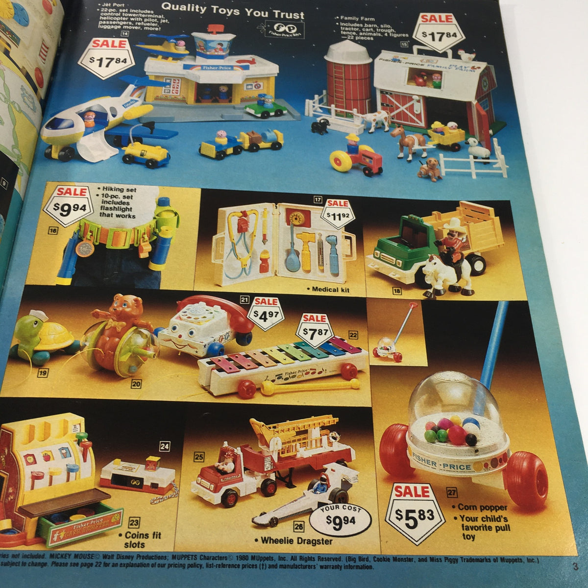 1971 Service Merchandise Catalog Holiday Toy Sale showcasing popular toys including Fisher Price, Coleco, and medical kits, available during the 1981 holiday season.
