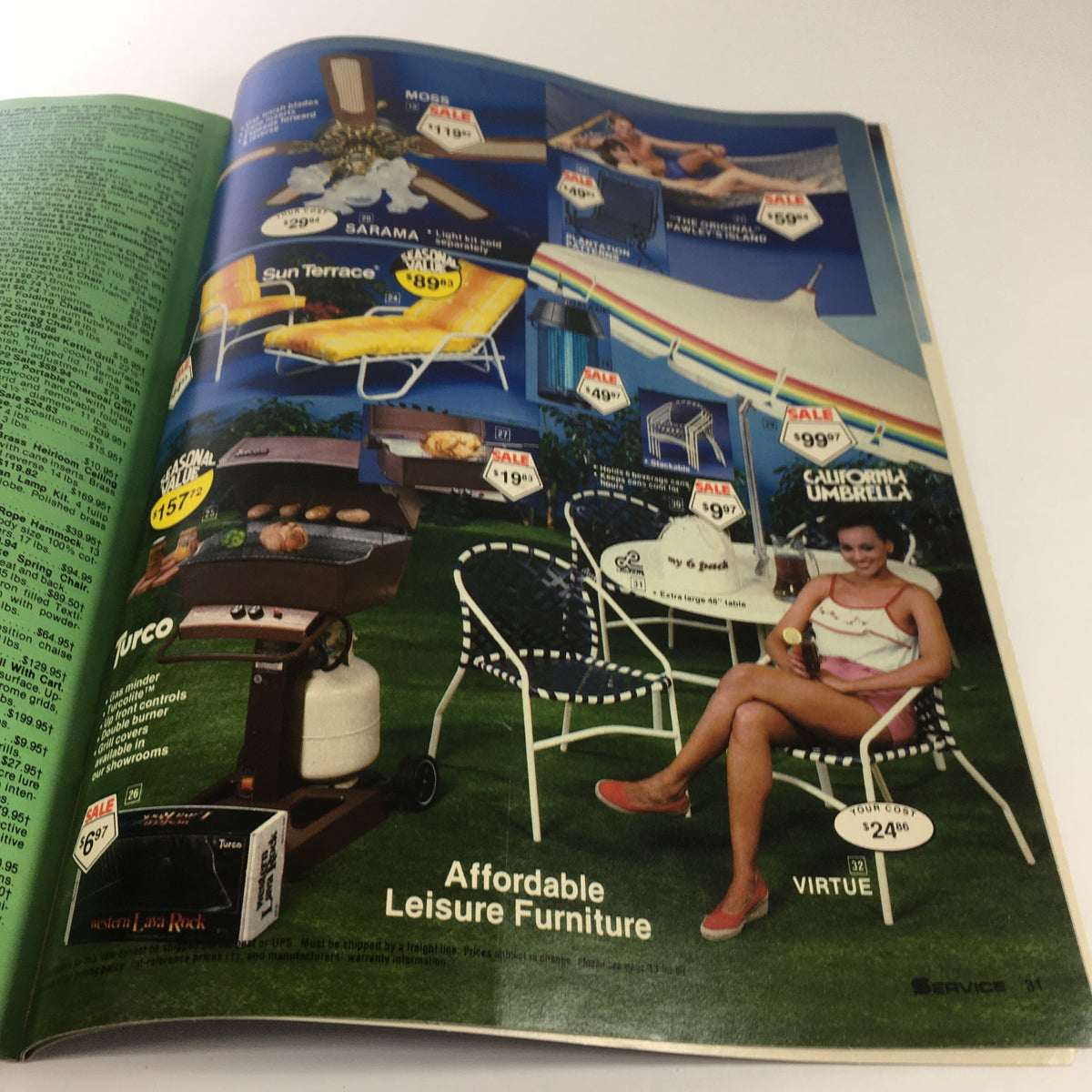 VTG 1983 Service Merchandise Catalog Showroom Summertime Savings Sale Guide showcasing affordable leisure furniture and outdoor products on sale.
