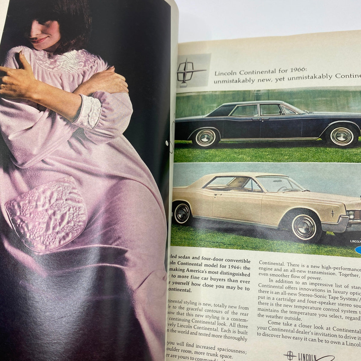 VTG Vogue Magazine November 1965 Brigitte Bauer by Irving Penn featuring an advertisement for the 1966 Lincoln Continental with stylish models.